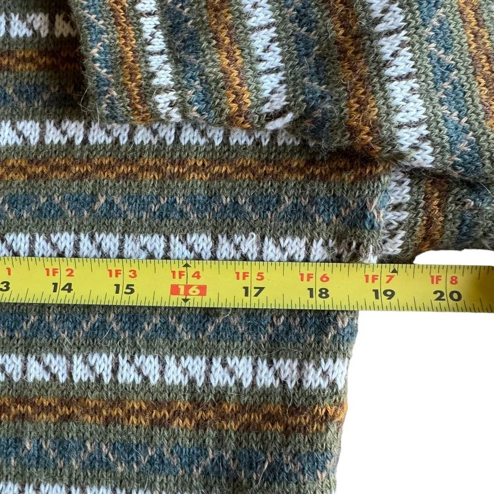 The Alpaca Connection Peru Handmade Stripped Button Front Cardigan Pockets - Picture 12 of 16